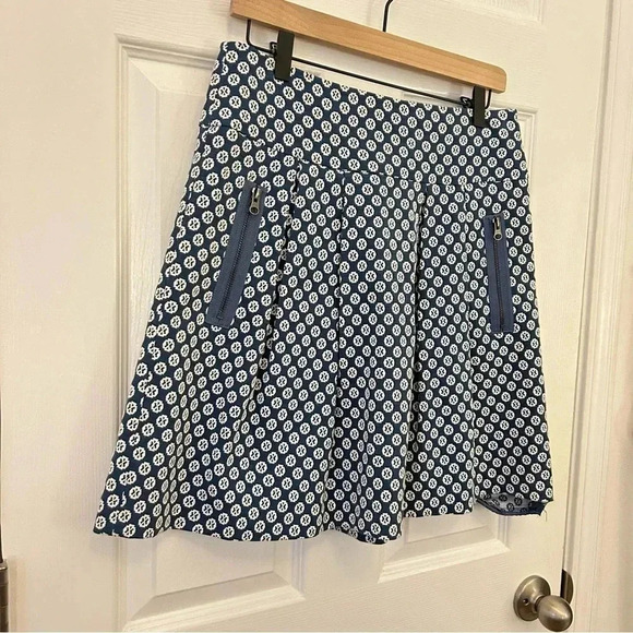 Maeve Anthropologie • Navy Blue Fourth Street Swing Pleated Bohemian Twee Skirt - Picture 3 of 10